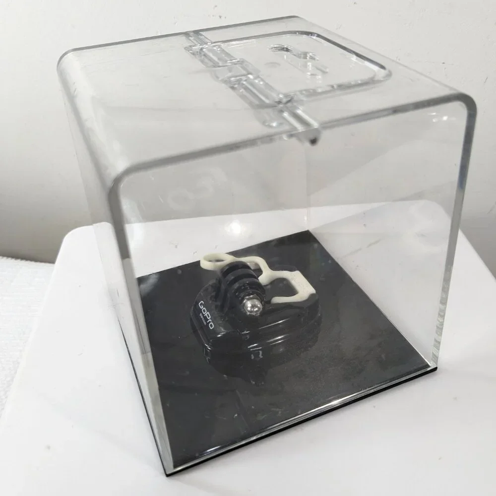 GoPro clear plastic‎ case box cube display retail container black base acrylic - Picture 5 of 11